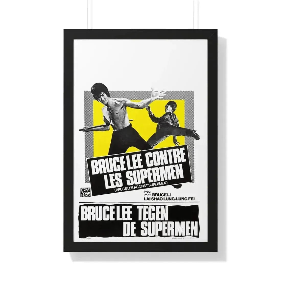 BRUCE LEE AGAINST SUPERMEN (BELGIAN) 1975 - Framed Movie Poster 20" x 30" Black - The Sticker Space