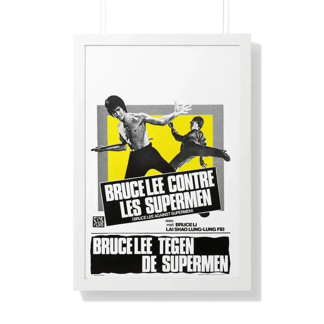 BRUCE LEE AGAINST SUPERMEN (BELGIAN) 1975 - Framed Movie Poster 20" x 30" White - The Sticker Space