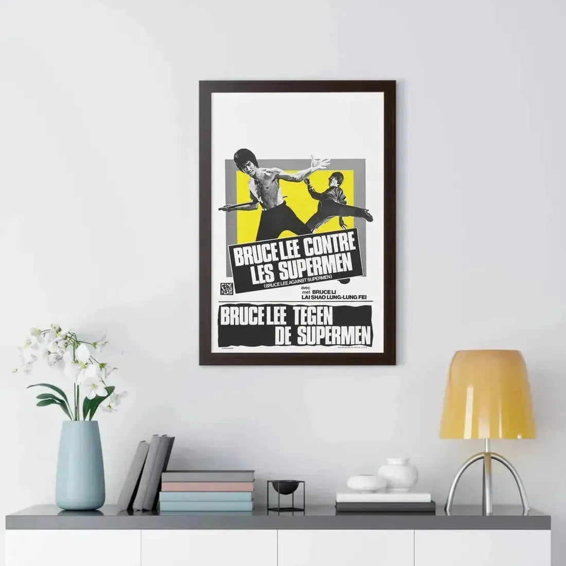 BRUCE LEE AGAINST SUPERMEN (BELGIAN) 1975 - Framed Movie Poster - The Sticker Space