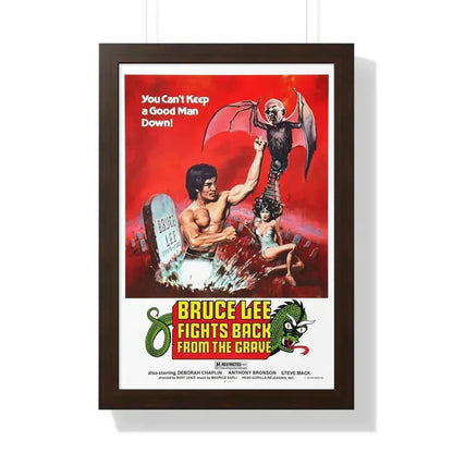 BRUCE LEE FIGHTS BACK FROM THE GRAVE 1976 - Framed Movie Poster 16″ x 24″ Walnut - The Sticker Space