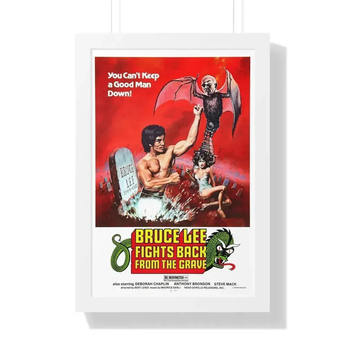 BRUCE LEE FIGHTS BACK FROM THE GRAVE 1976 - Framed Movie Poster 16″ x 24″ White - The Sticker Space