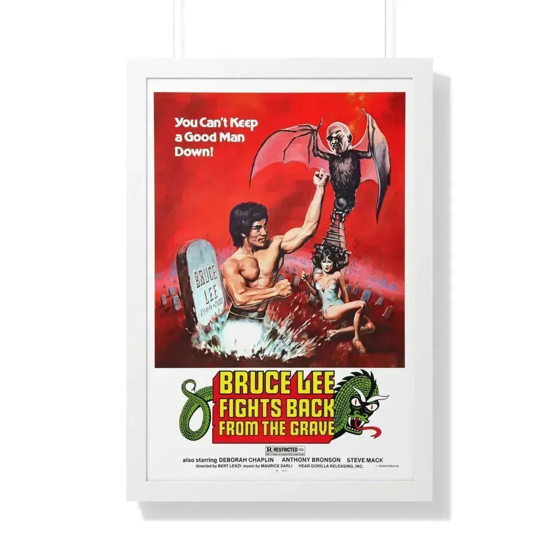BRUCE LEE FIGHTS BACK FROM THE GRAVE 1976 - Framed Movie Poster 20" x 30" White - The Sticker Space