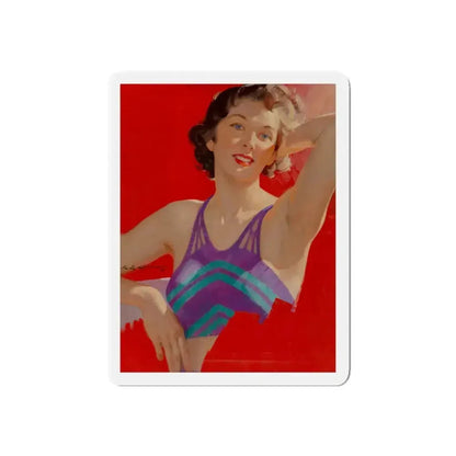Brunette Beauty, unpublished Redbook cover (Magazine Illustration) Refrigerator Magnet 4 Inch Die-Cut - The Sticker Space