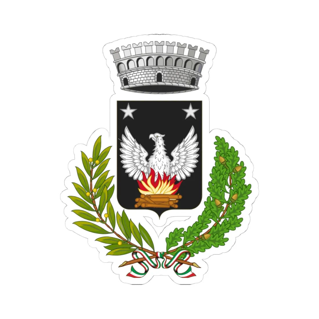 Brusasco-Stemma (Italy) (Coat of Arms) STICKER Vinyl Kiss-Cut Decal 4 Inch White - The Sticker Space