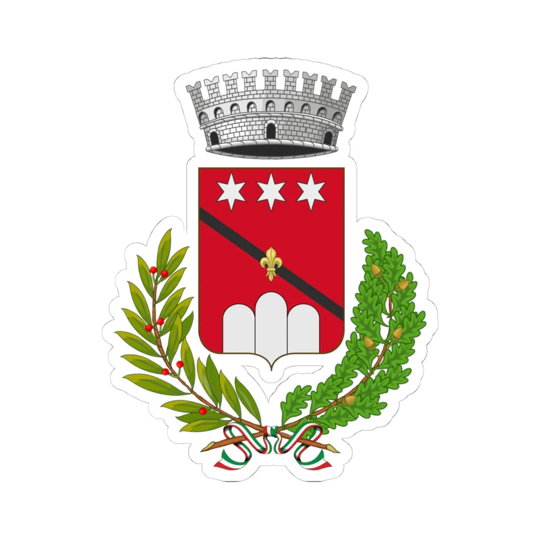 Brusciano-Stemma (Italy) (Coat of Arms) STICKER Vinyl Kiss-Cut Decal 4 Inch White - The Sticker Space