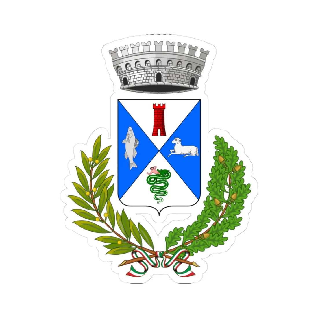 Brusimpiano-Stemma (Italy) (Coat of Arms) STICKER Vinyl Kiss-Cut Decal 3 Inch White - The Sticker Space