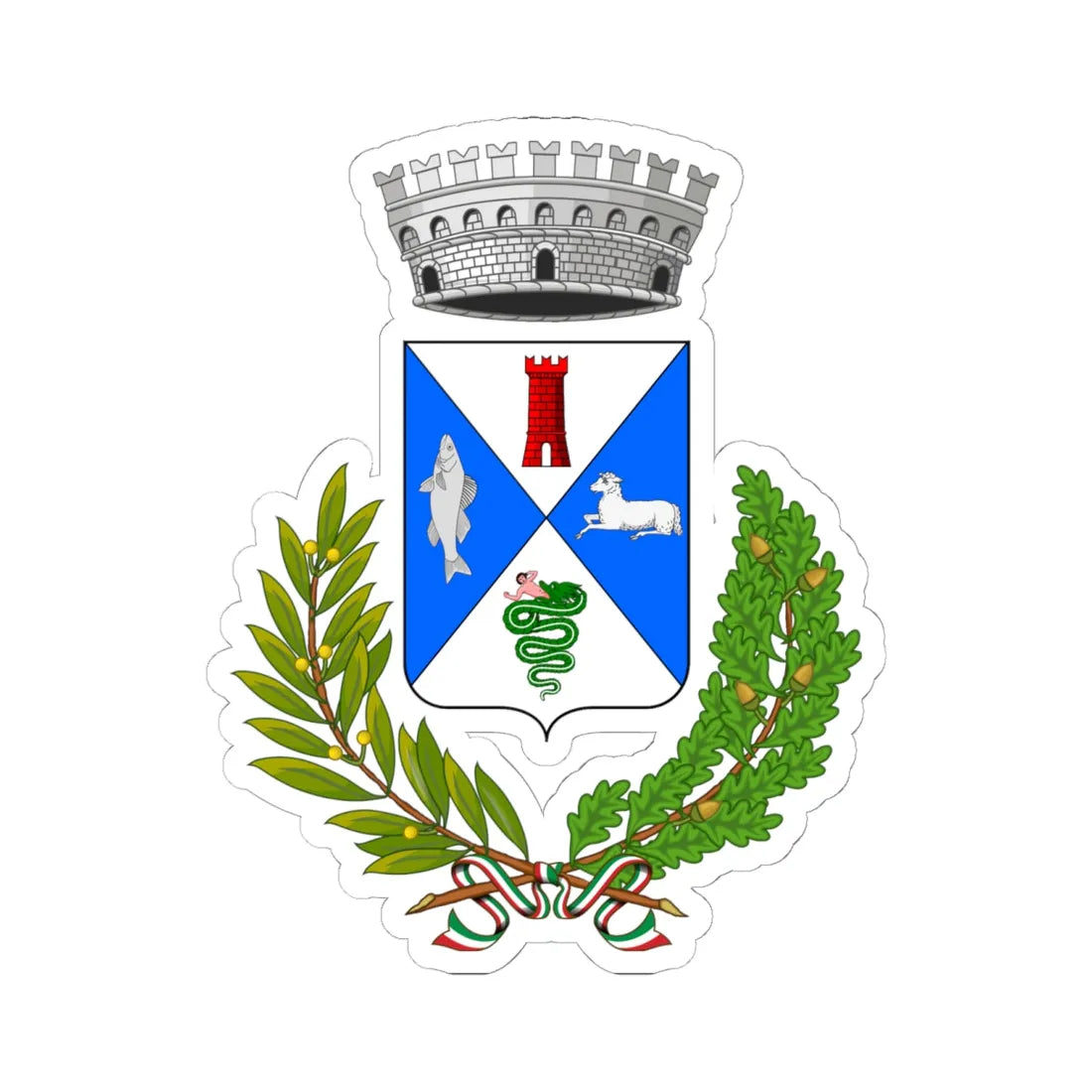 Brusimpiano-Stemma (Italy) (Coat of Arms) STICKER Vinyl Kiss-Cut Decal 6 Inch White - The Sticker Space