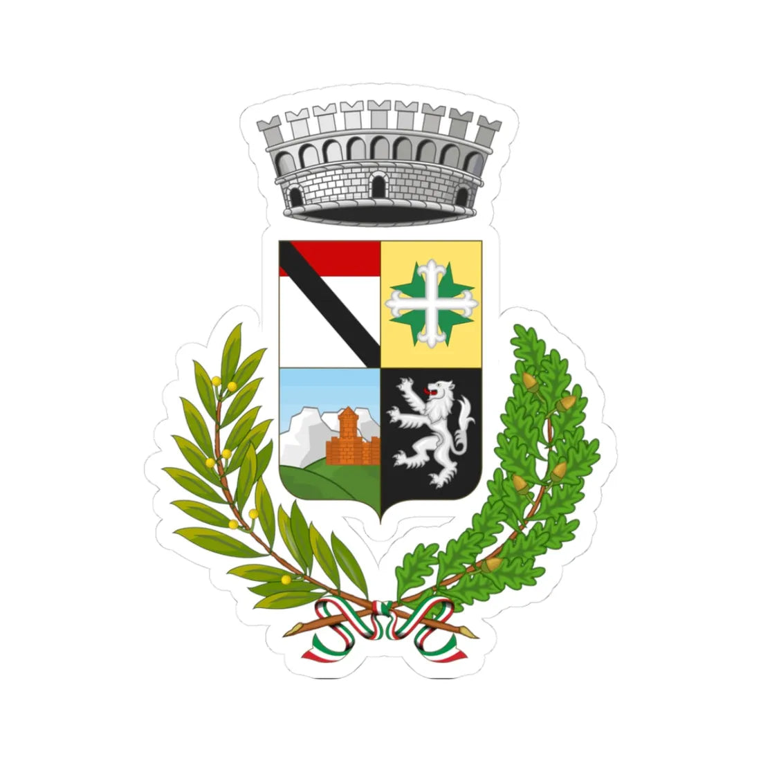 Brusson Italia-Stemma (Italy) (Coat of Arms) STICKER Vinyl Kiss-Cut Decal 3 Inch White - The Sticker Space