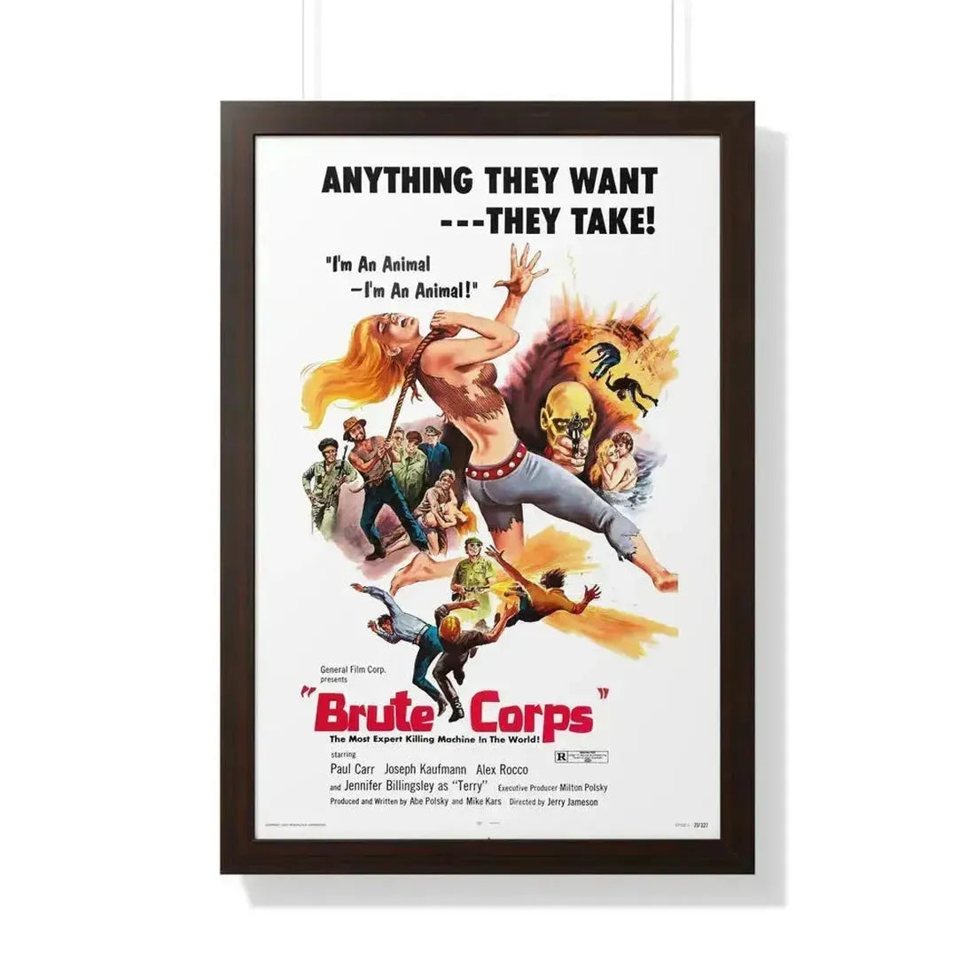 BRUTE CORPS 1971 - Framed Movie Poster 20" x 30" Walnut - The Sticker Space
