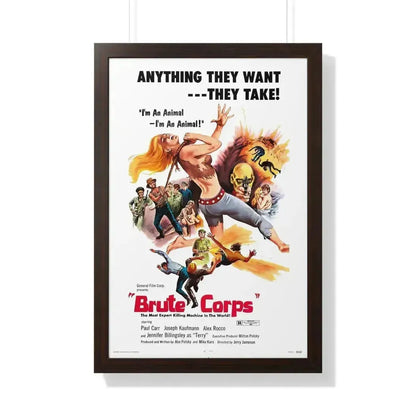 BRUTE CORPS 1971 - Framed Movie Poster 20" x 30" Walnut - The Sticker Space