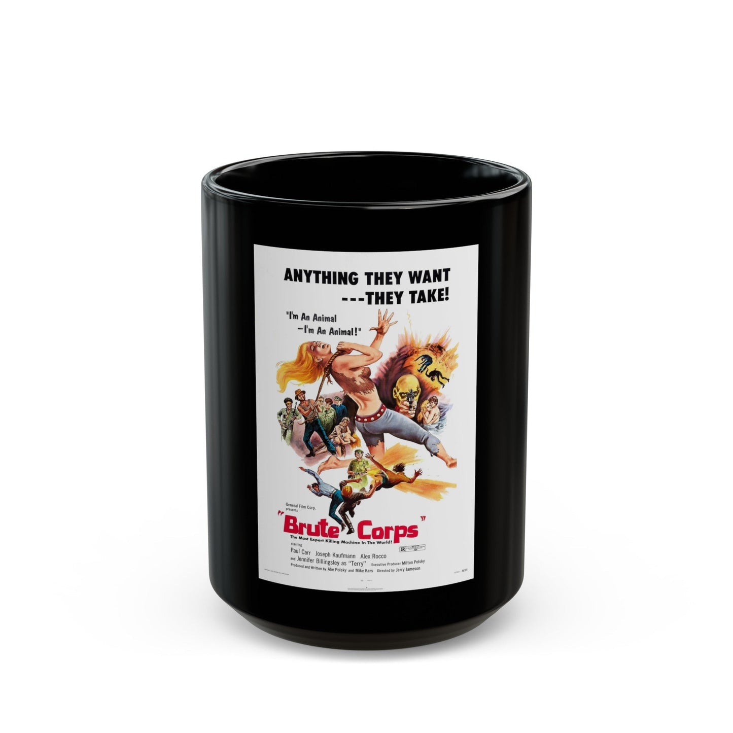 BRUTE CORPS 1971 Movie Poster - Black Coffee Mug-15oz-The Sticker Space