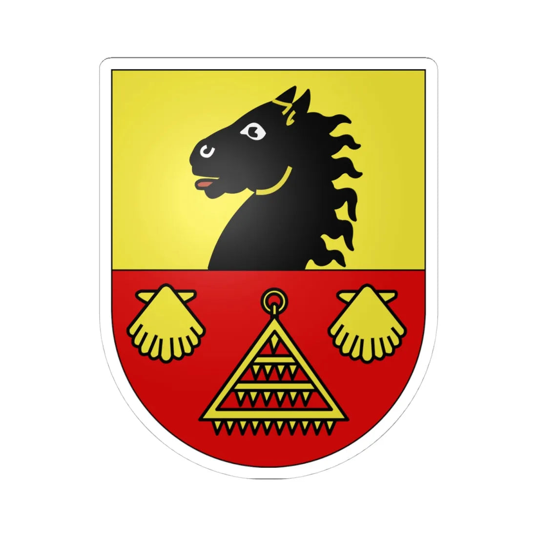 Bösingen-coat of arms (Switzerland) (Coat of Arms) STICKER Vinyl Kiss-Cut Decal 4 Inch White - The Sticker Space