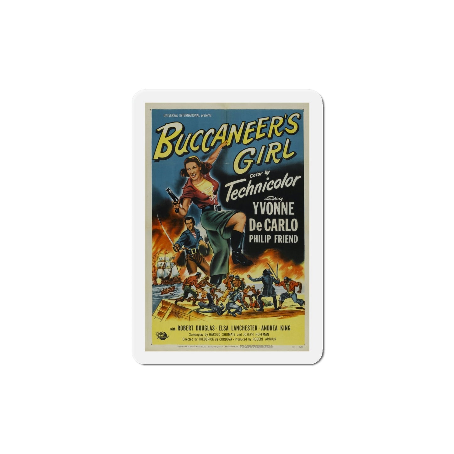 Buccaneers Girl 1950 Movie Poster Die-Cut Magnet-5 Inch-The Sticker Space