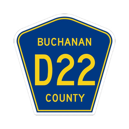 Buchanan County Route D22 IA (Iowa) (Road Sign) STICKER Vinyl Kiss-Cut Decal 4 Inch White - The Sticker Space