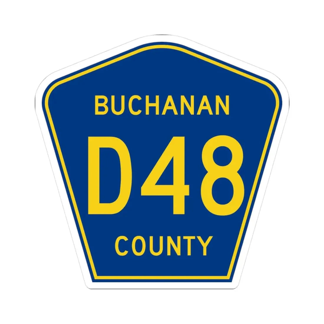 Buchanan County Route D48 IA (Iowa) (Road Sign) STICKER Vinyl Kiss-Cut Decal 3 Inch White - The Sticker Space