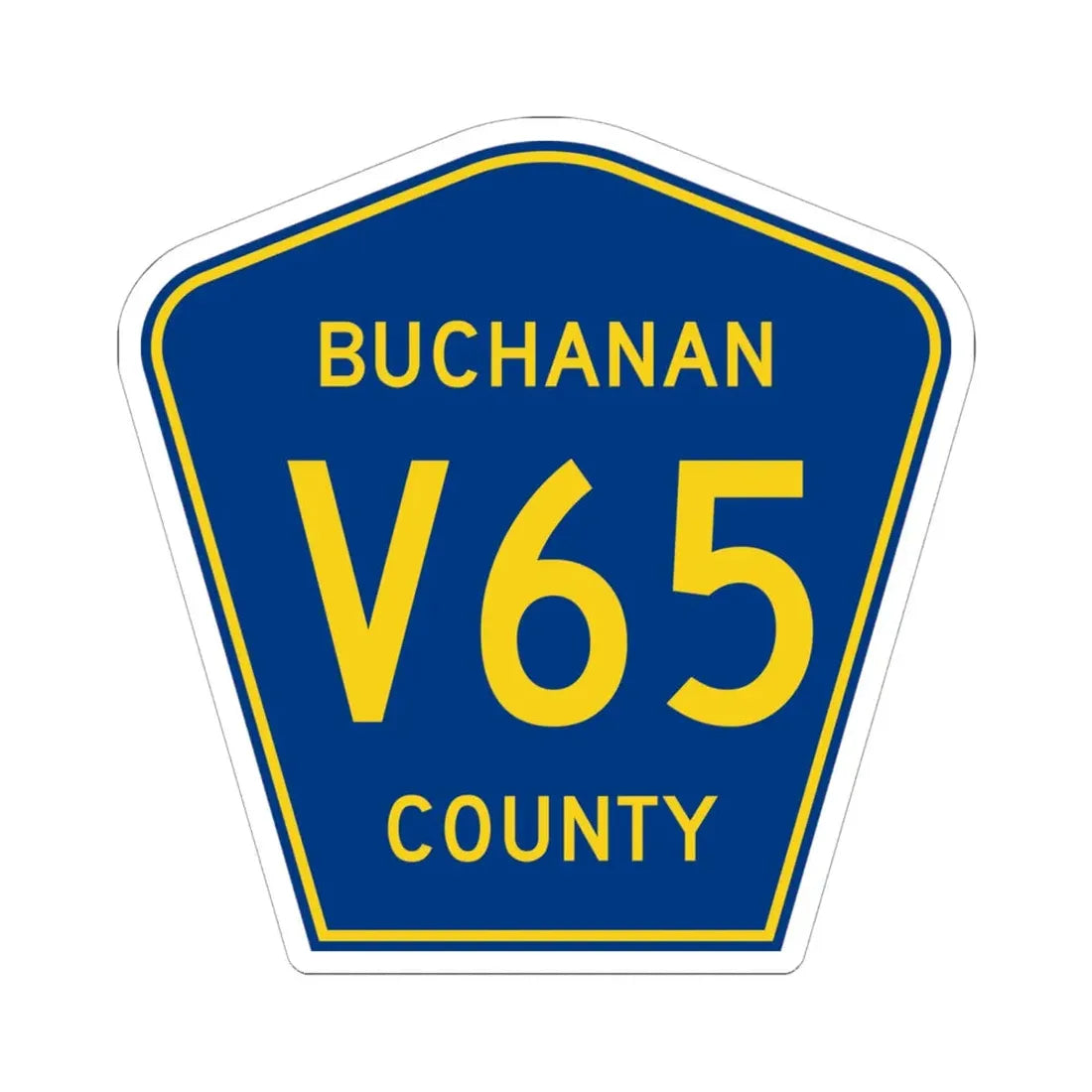 Buchanan County Route V65 IA (Iowa) (Road Sign) STICKER Vinyl Kiss-Cut Decal 6 Inch White - The Sticker Space