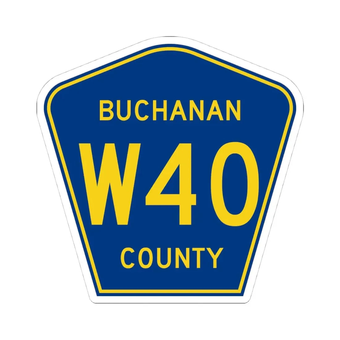 Buchanan County Route W40 IA (Iowa) (Road Sign) STICKER Vinyl Kiss-Cut Decal 4 Inch White - The Sticker Space