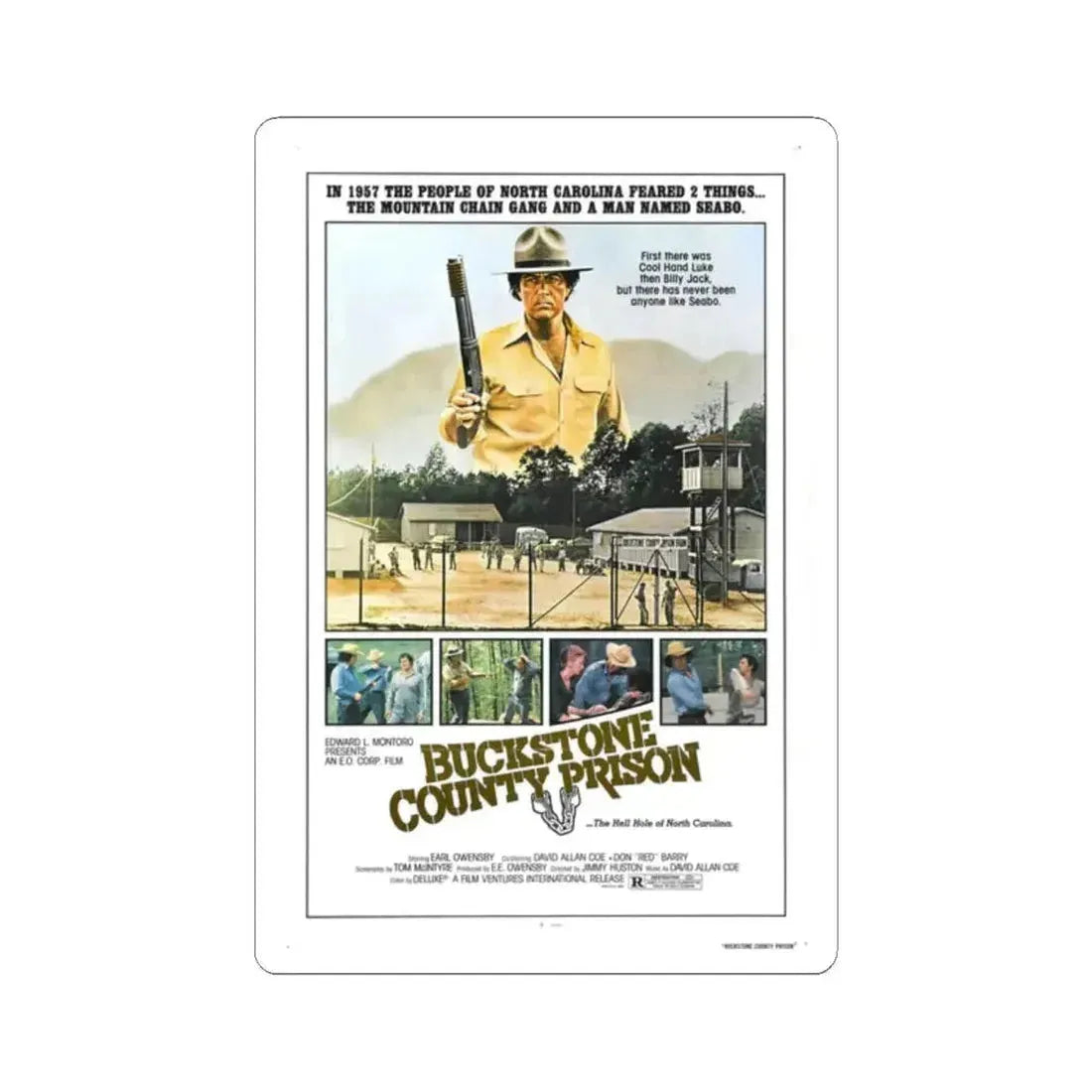 BUCKSTONE COUNTY PRISON 1978 Movie Poster - STICKER Vinyl Kiss-Cut Decal 2 Inch White - The Sticker Space