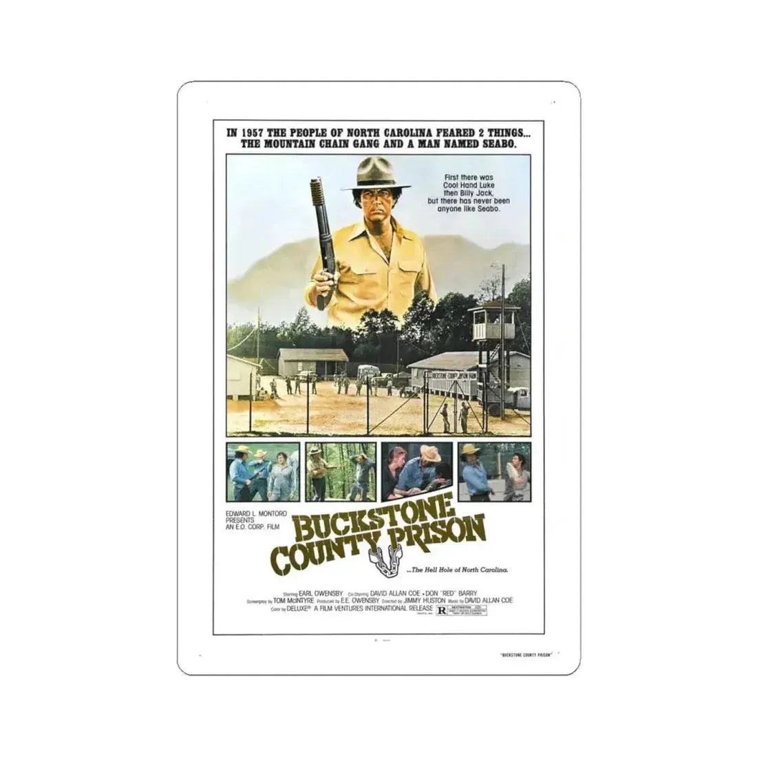BUCKSTONE COUNTY PRISON 1978 Movie Poster - STICKER Vinyl Kiss-Cut Decal 4 Inch White - The Sticker Space