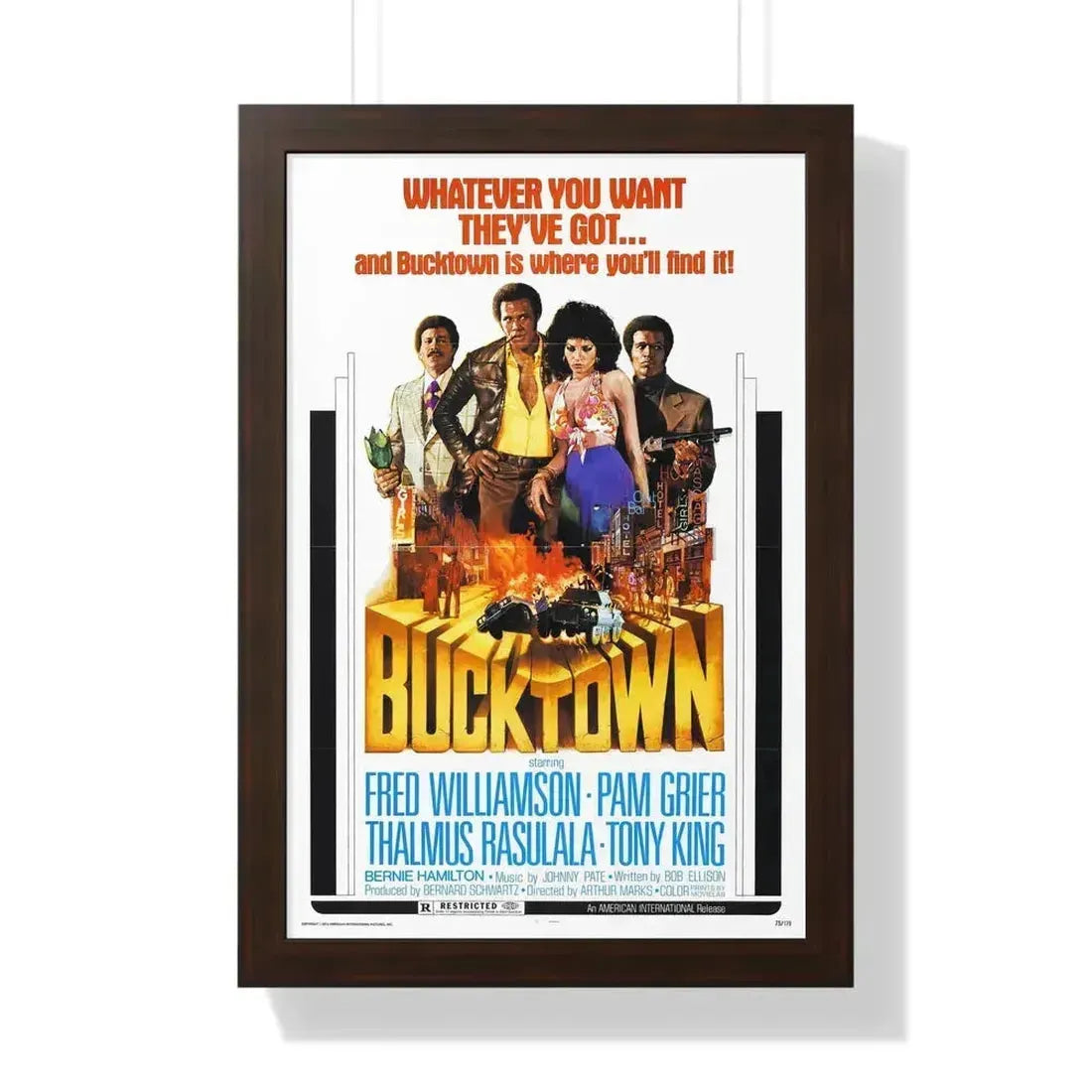 BUCKTOWN 1975 - Framed Movie Poster 16″ x 24″ Walnut - The Sticker Space