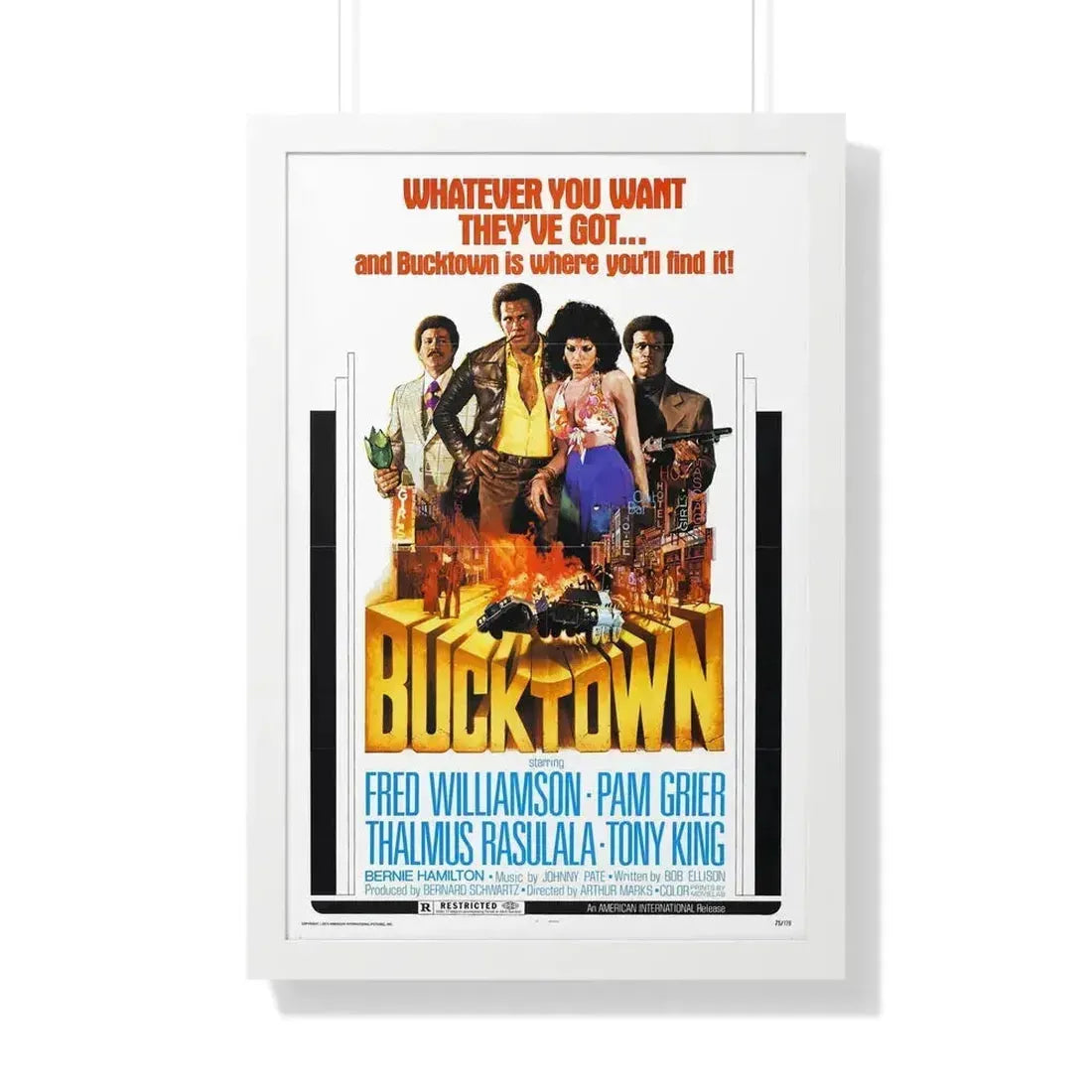 BUCKTOWN 1975 - Framed Movie Poster 20" x 30" White - The Sticker Space