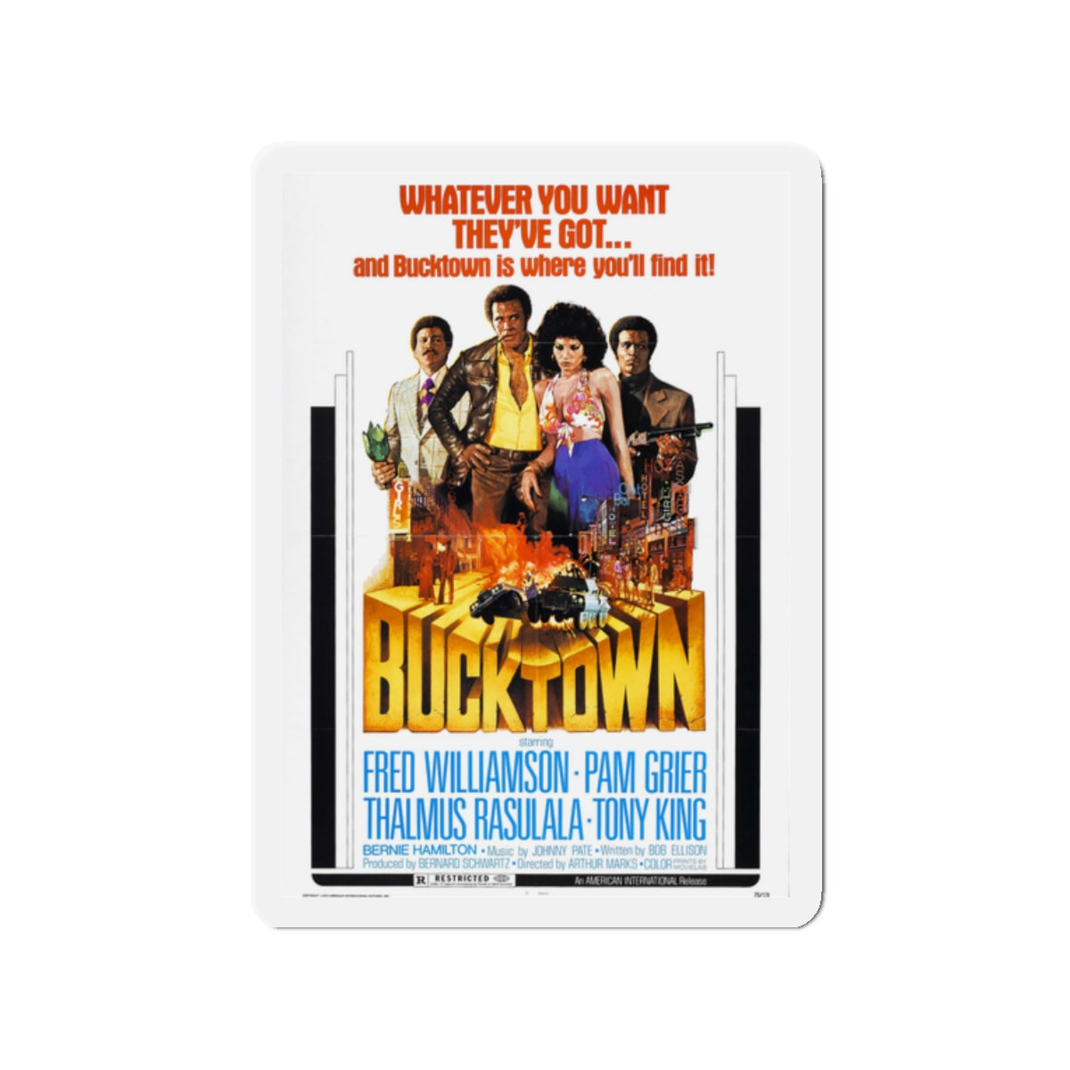 BUCKTOWN 1975 Movie Poster - Die-Cut Magnet-2" x 2"-The Sticker Space