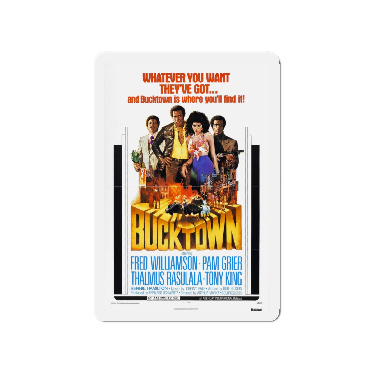 BUCKTOWN 1975 Movie Poster - Die-Cut Magnet-4" x 4"-The Sticker Space