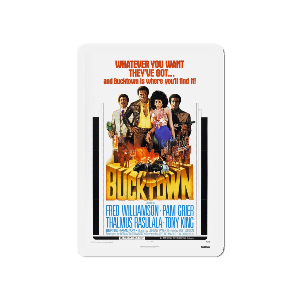 BUCKTOWN 1975 Movie Poster - Die-Cut Magnet-5" x 5"-The Sticker Space