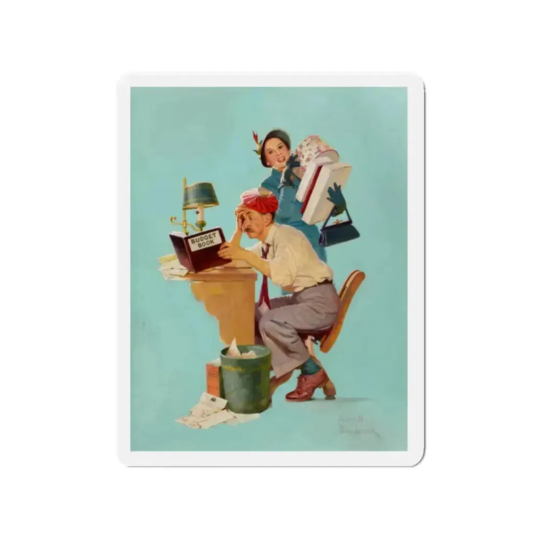 Budget Book (Magazine Illustration) Refrigerator Magnet 2 Inch Die-Cut - The Sticker Space