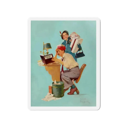 Budget Book (Magazine Illustration) Refrigerator Magnet 2 Inch Die-Cut - The Sticker Space