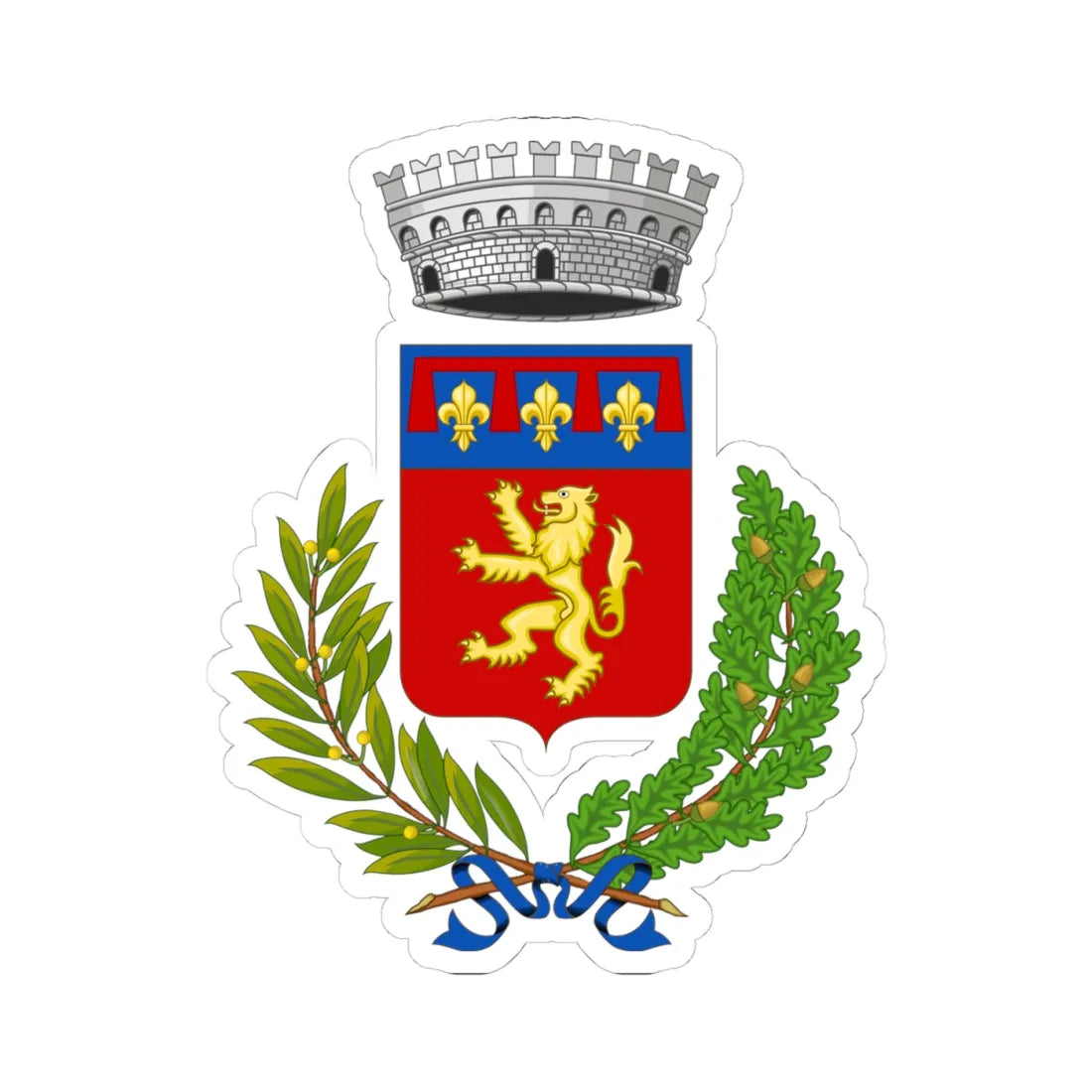 Budrio-Stemma (Italy) (Coat of Arms) STICKER Vinyl Kiss-Cut Decal 4 Inch White - The Sticker Space