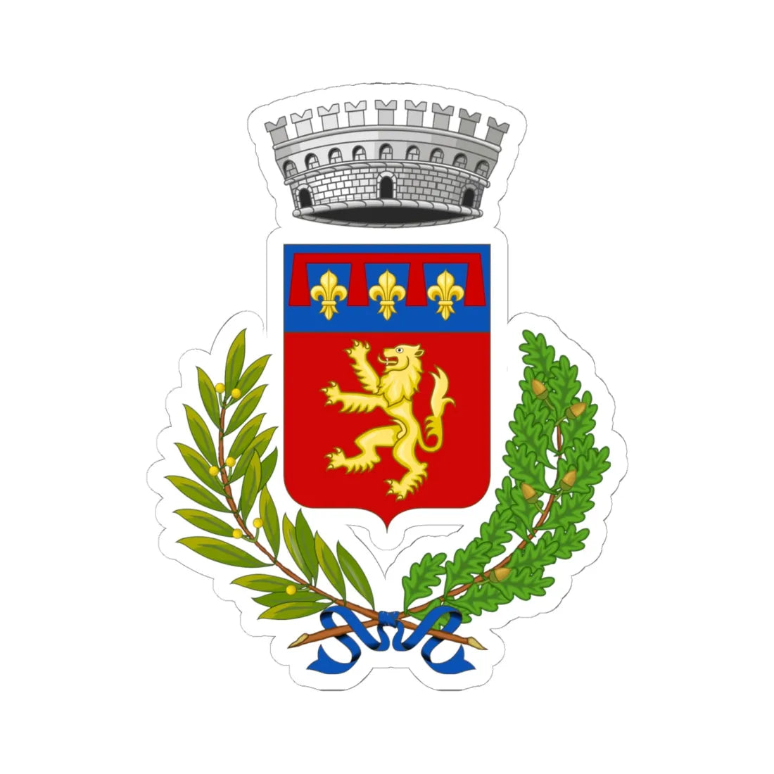 Budrio-Stemma (Italy) (Coat of Arms) STICKER Vinyl Kiss-Cut Decal 6 Inch White - The Sticker Space