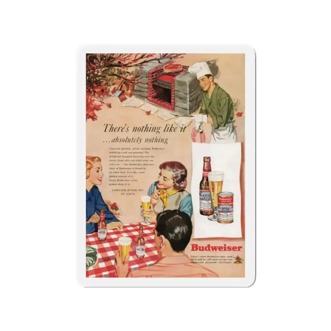 Budweiser ad, Cosmopolitan, October 1950 (Magazine Illustration) Refrigerator Magnet - The Sticker Space