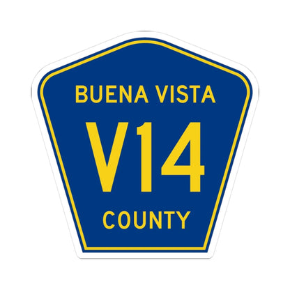 Buena Vista County Route V14 IA (Iowa) (Road Sign) STICKER Vinyl Kiss-Cut Decal 3 Inch White - The Sticker Space