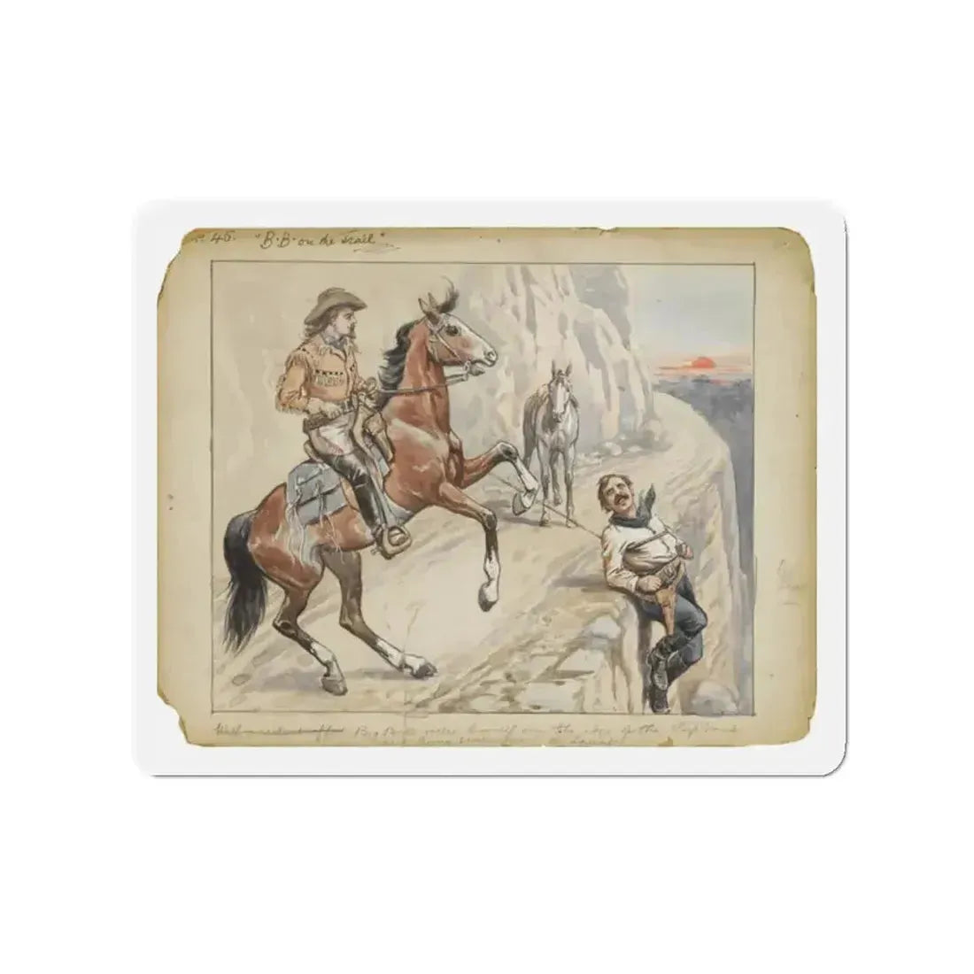 Buffalo Bill on the Trail (Magazine Illustration) Refrigerator Magnet - The Sticker Space