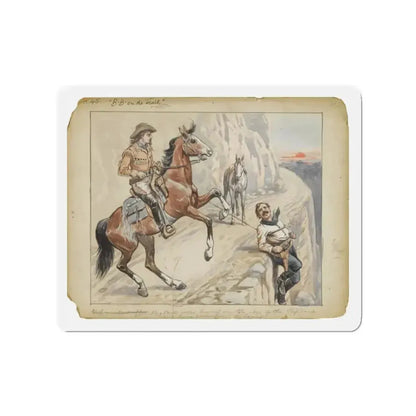 Buffalo Bill on the Trail (Magazine Illustration) Refrigerator Magnet - The Sticker Space