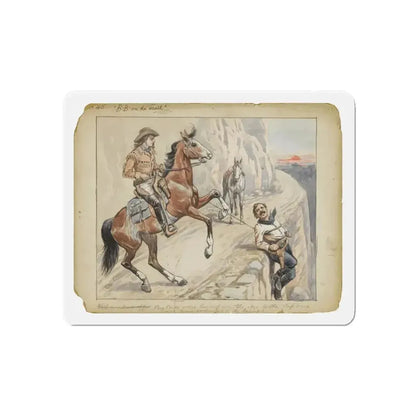 Buffalo Bill on the Trail (Magazine Illustration) Refrigerator Magnet - The Sticker Space