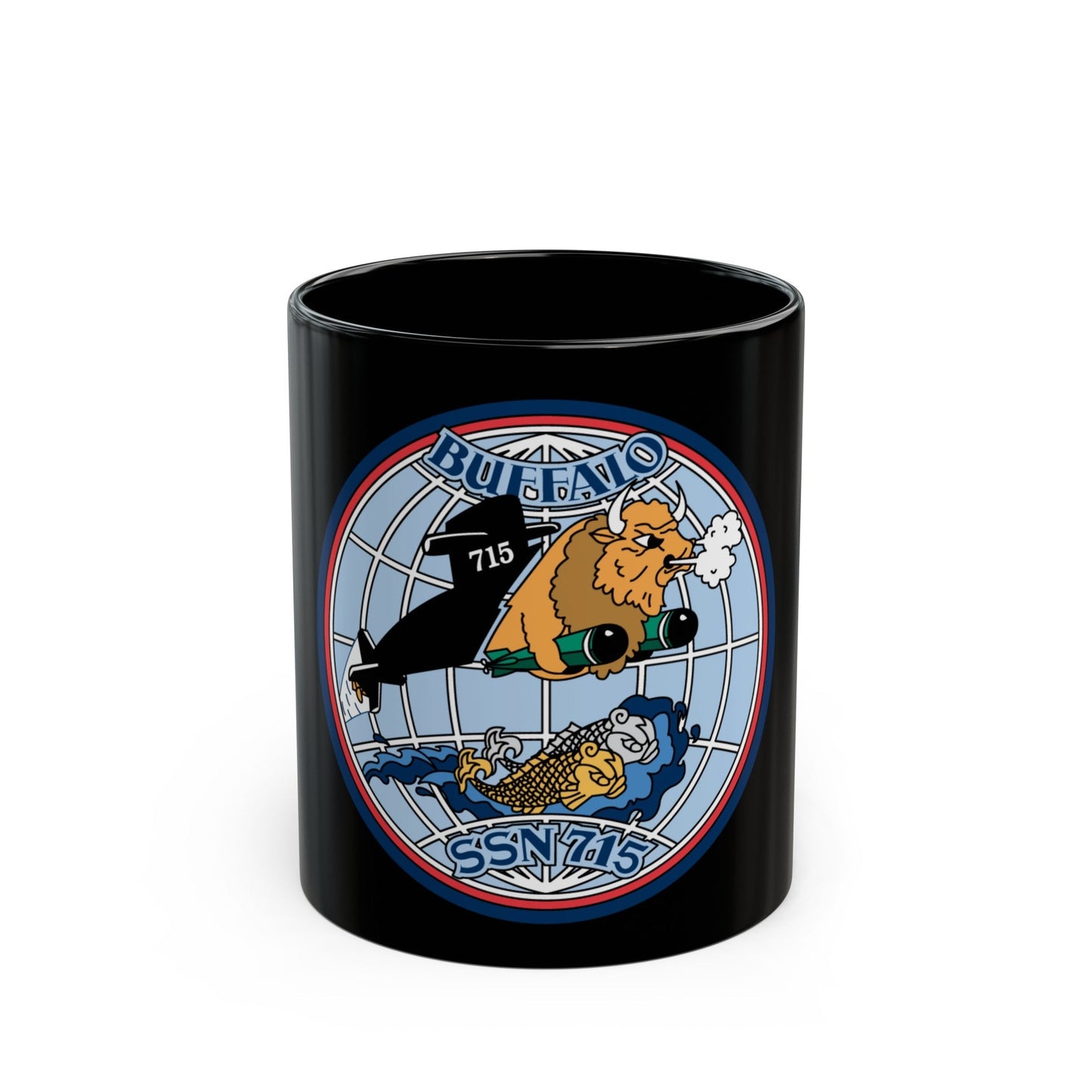 Buffalo SSN 715 (U.S. Navy) Black Coffee Mug-11oz-The Sticker Space