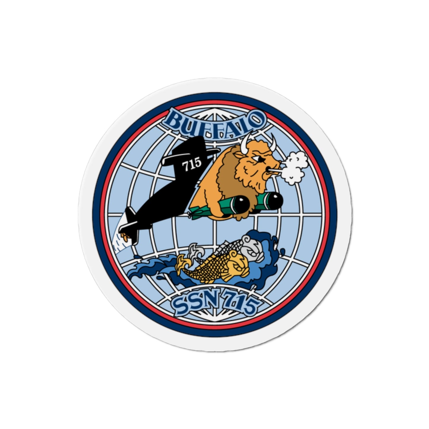 Buffalo SSN 715 (U.S. Navy) Die-Cut Magnet-2" x 2"-The Sticker Space