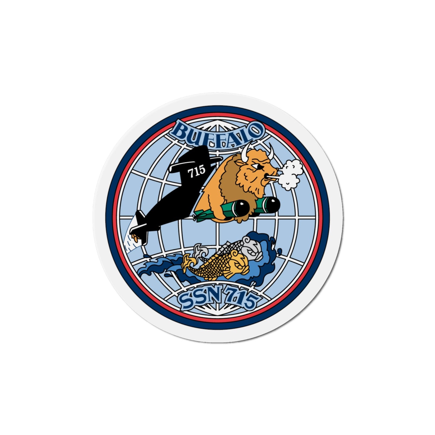 Buffalo SSN 715 (U.S. Navy) Die-Cut Magnet-6 × 6"-The Sticker Space