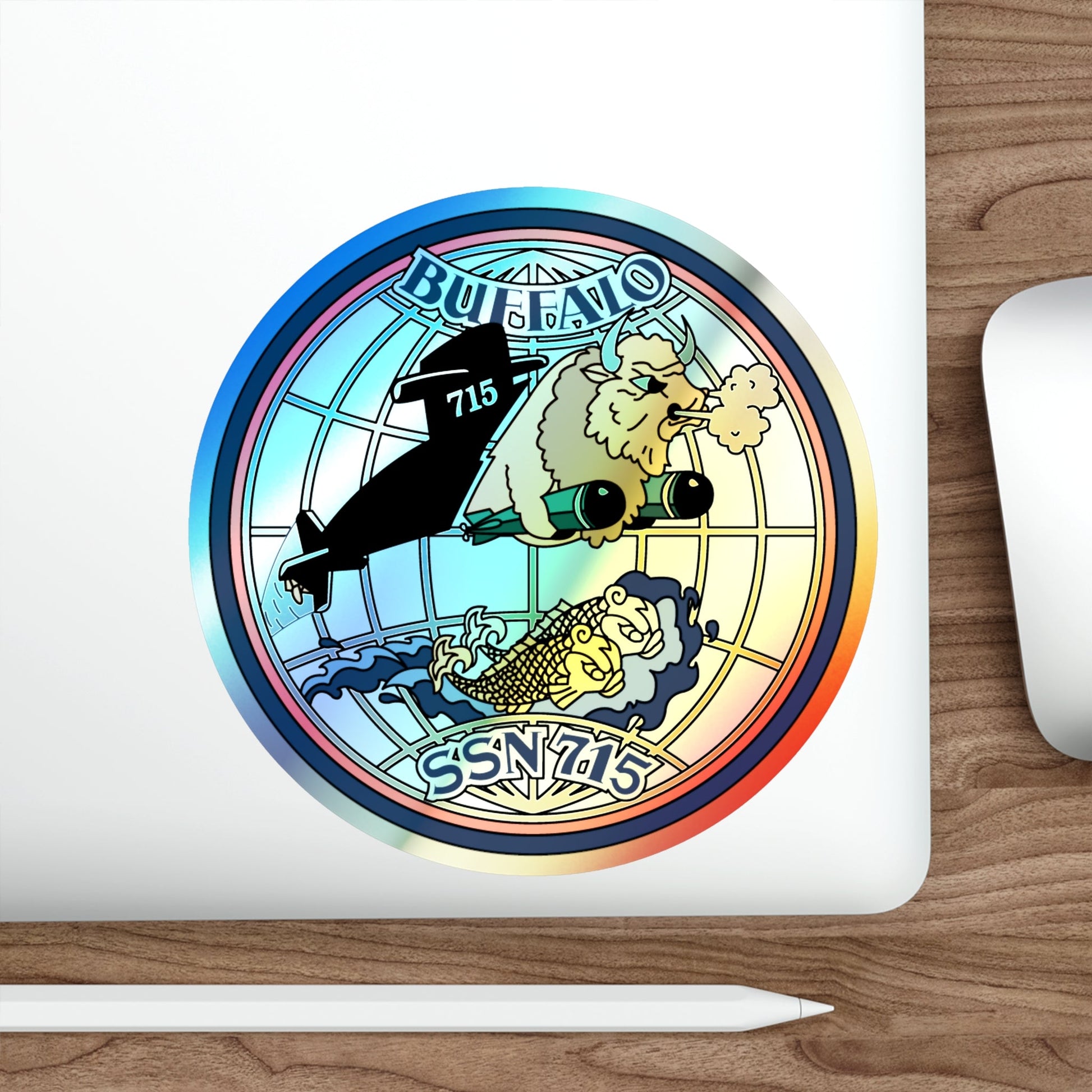 Buffalo SSN 715 (U.S. Navy) Holographic STICKER Die-Cut Vinyl Decal-The Sticker Space