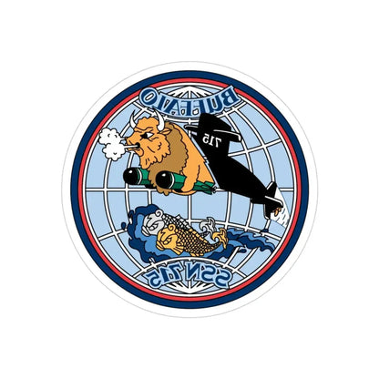 Buffalo SSN 715 (U.S. Navy) REVERSE PRINT Transparent Die-Cut STICKER 3 Inch Die-Cut Transparent - The Sticker Space