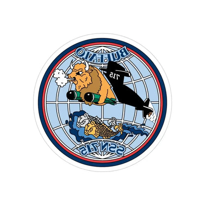 Buffalo SSN 715 (U.S. Navy) REVERSE PRINT Transparent Die-Cut STICKER 4 Inch Die-Cut Transparent - The Sticker Space