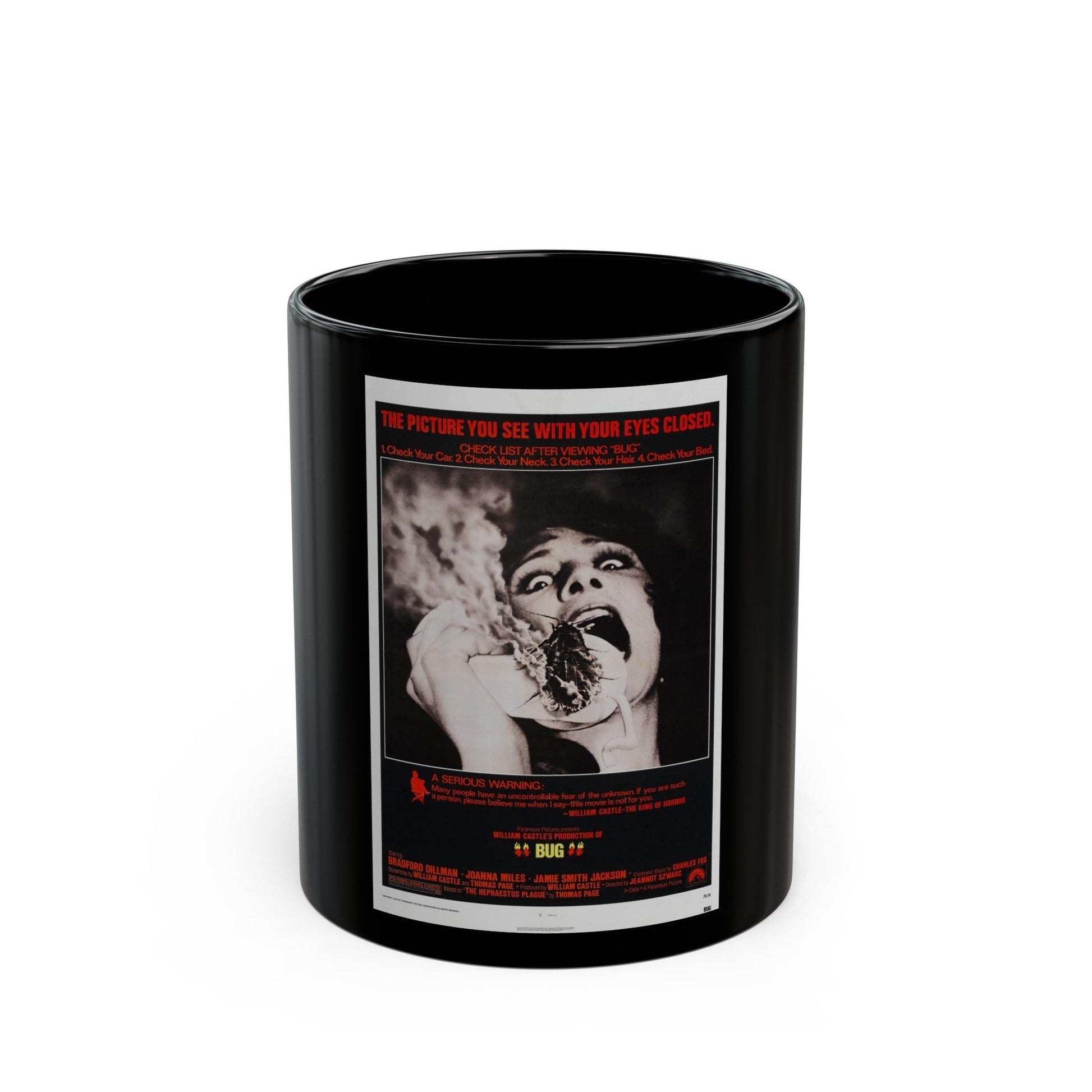 BUG 1975 Movie Poster - Black Coffee Mug-11oz-The Sticker Space