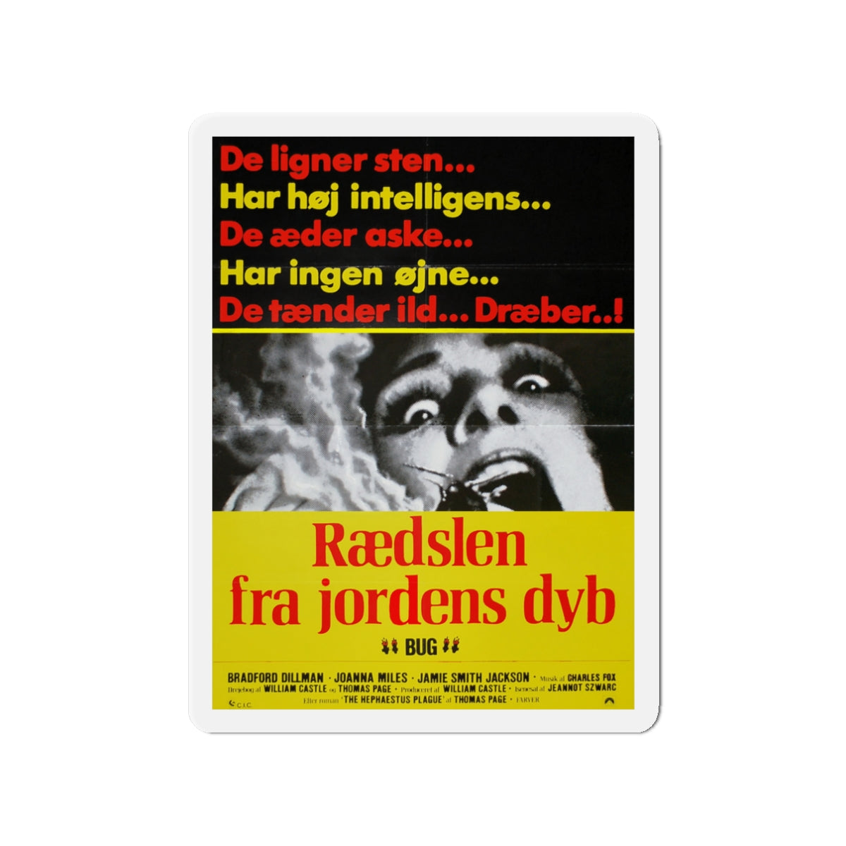 BUG (DANISH) 1975 Movie Poster - Die-Cut Magnet-3" x 3"-The Sticker Space