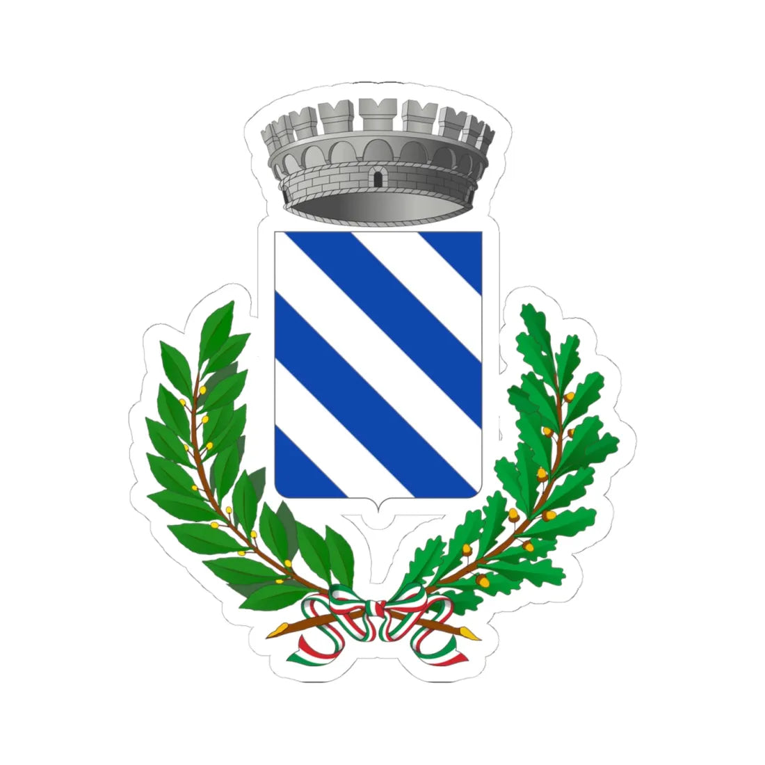 Bugnara-Stemma (Italy) (Coat of Arms) STICKER Vinyl Kiss-Cut Decal 4 Inch White - The Sticker Space