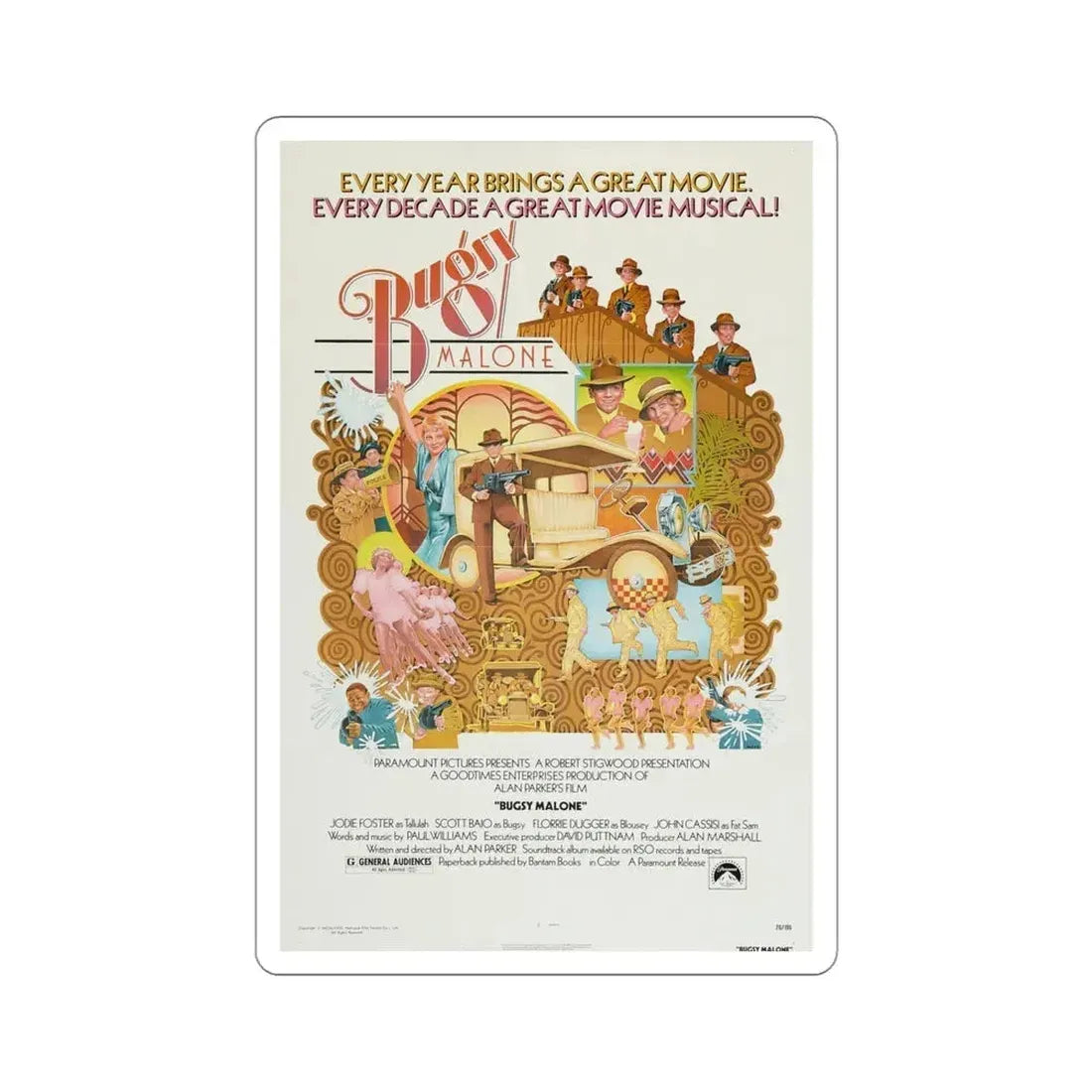 Bugsy Malone 1976 Movie Poster STICKER Vinyl Die-Cut Decal 4 Inch - The Sticker Space