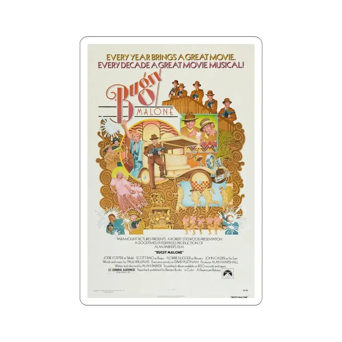 Bugsy Malone 1976 Movie Poster STICKER Vinyl Die-Cut Decal 5 Inch - The Sticker Space