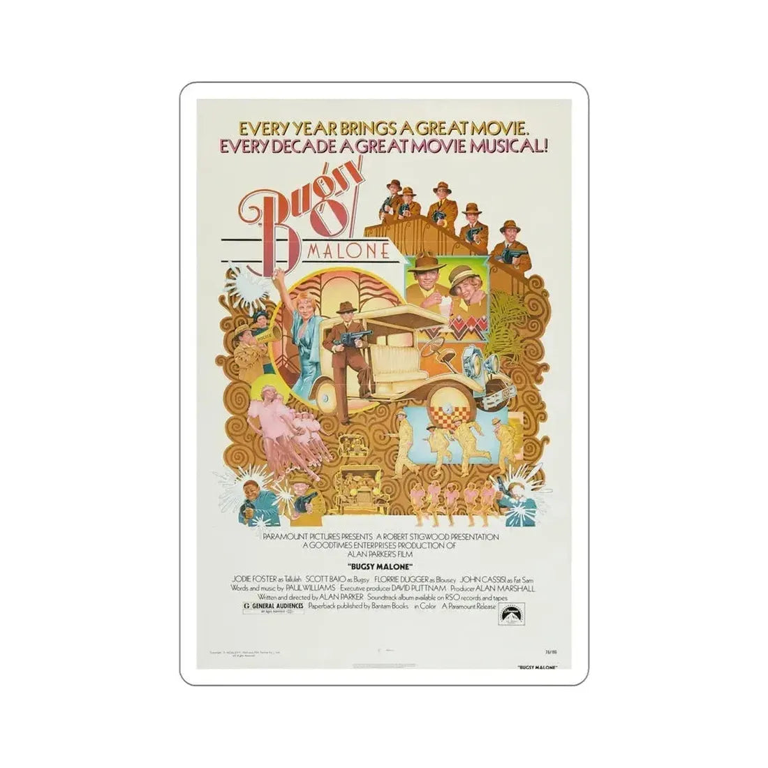 Bugsy Malone 1976 Movie Poster STICKER Vinyl Die-Cut Decal 6 Inch - The Sticker Space