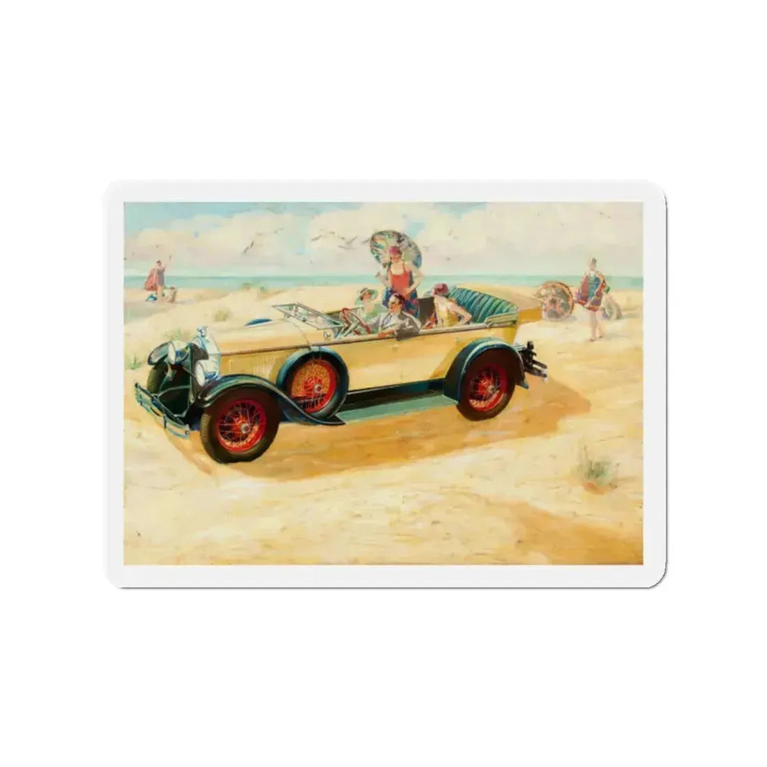 Buick Motors ad illustration (Magazine Illustration) Refrigerator Magnet 2 Inch Die-Cut - The Sticker Space